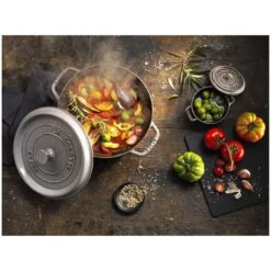 Staub Cocotte 28 Cm, Rund, Graphit-Grau, Gusseisen -Staub 000008451