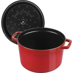 Staub Cocotte Tief 24 Cm, Rund, Kirsch-Rot, Gusseisen -Staub 40501485 5