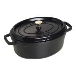 Staub Cocotte 29 Cm, Oval, Schwarz, Gusseisen