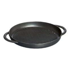 Staub Pure Grill 26 Cm, Rund, Schwarz, Gusseisen