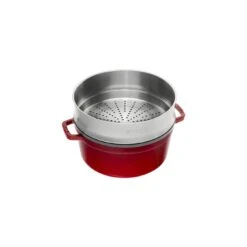 Staub Cocotte Mit Dämpfeinsatz 26 Cm, Rund, Kirsch-Rot, Gusseisen -Staub 40510 601 0 2