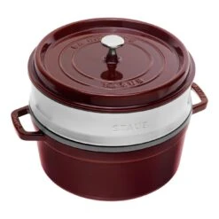 Staub Cocotte Mit Dämpfeinsatz 26 Cm, Rund, Grenadine-Rot, Gusseisen