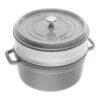 Staub Cocotte Mit Dämpfeinsatz 26 Cm, Rund, Graphit-Grau, Gusseisen -Staub 40510605