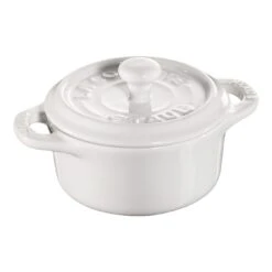 Staub Mini Cocotte 10 Cm, Rund, Reinweiß, Keramik