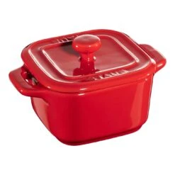 Staub XS Mini Cocotte Set 2-tlg, Quadratisch, Kirsch-Rot, Keramik
